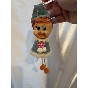 Vintage rubber face Elf/Pixie head bell ornament AS IS